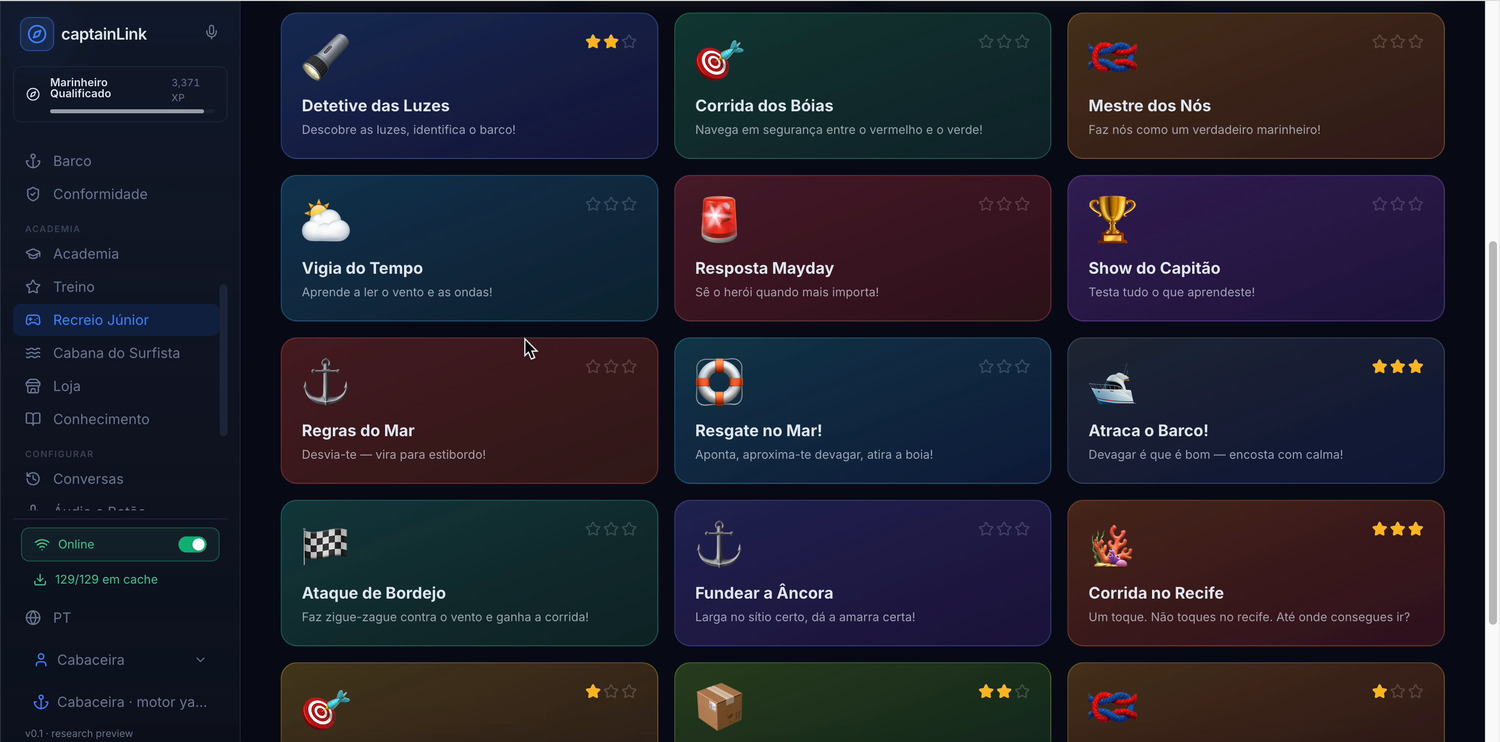 captainLink Academy — mini-game catalogue