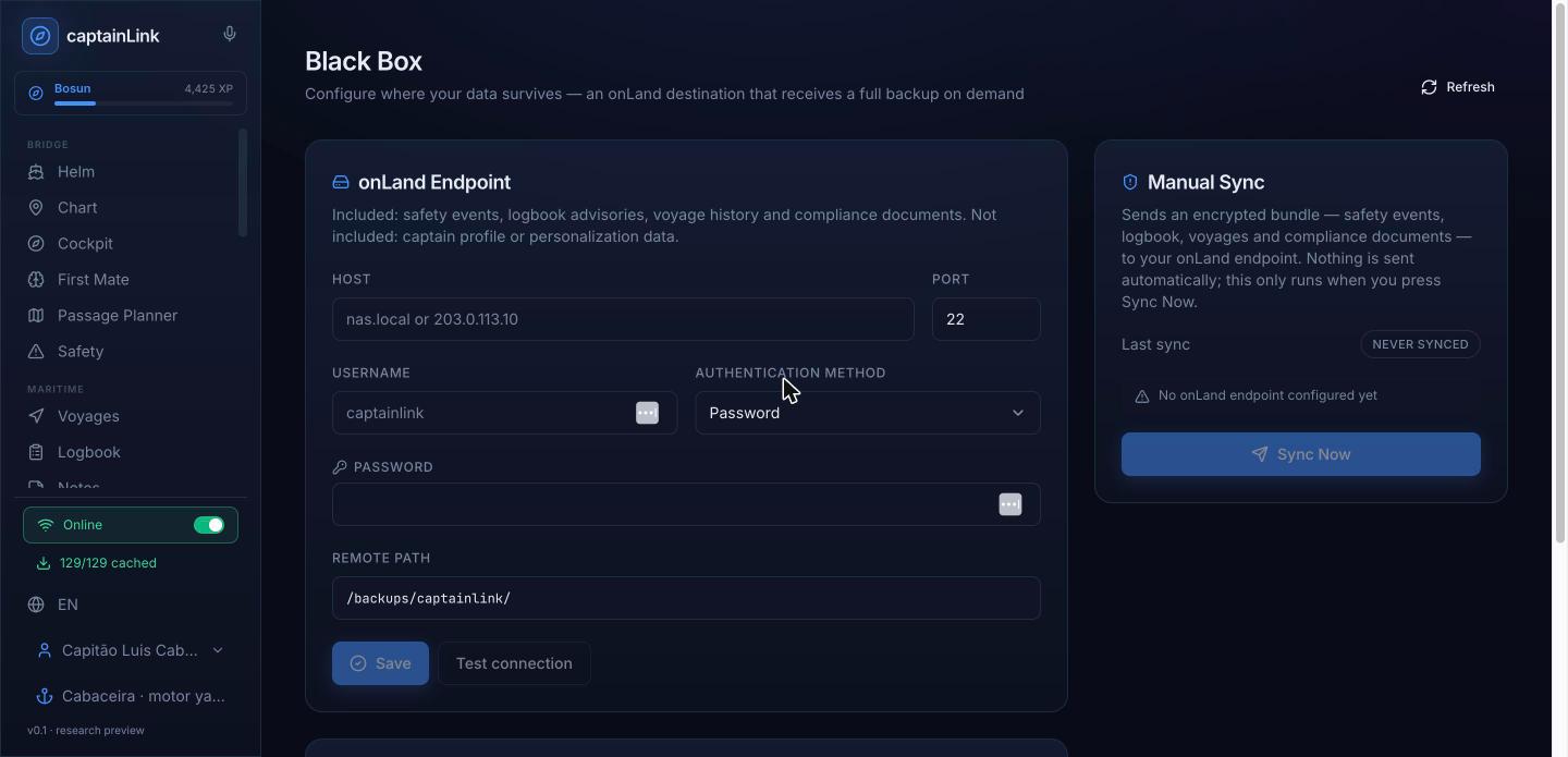 captainLink Black Box sync configuration
